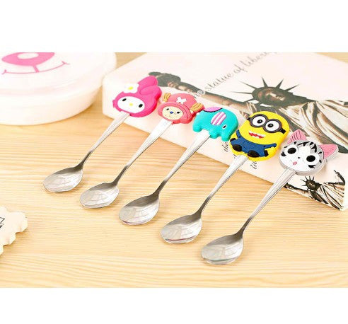 Cartoon Silicone Handles Stainless Steel Spoon