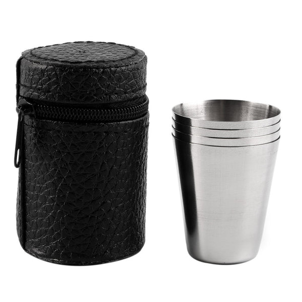 Set of 4 Stainless Steel Drinking Cup With Case